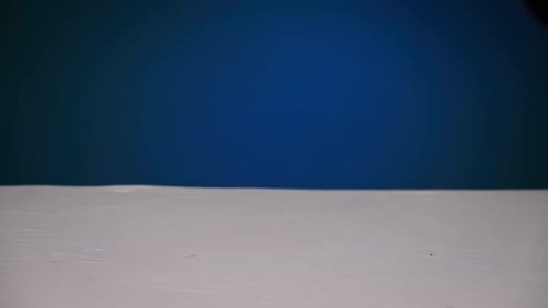 Pair of New Sports Sneakers are Put on a White Table CloseUp