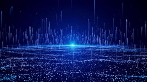 Digital Data Wave Particle of Dots Weave Lines Background Network Connection Cyberspace