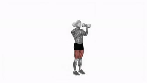 Dumbbell Kneeling Hold To Stand Clean Grip fitness exercise workout animation video male muscle high