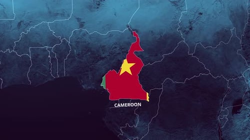 Cameroon Map Highlight with Flag Reveal