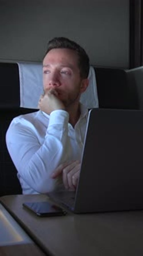 Focused Individual Analyzing Data Privately Thoughtful Researcher Engaged with Laptop in Secluded