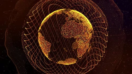 3D Blue Digital Earth Rotating Network Alpha Channel