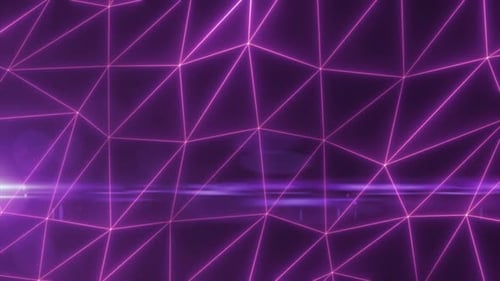 Abstract purple lines and triangles glowing high tech digital energy abstract background. Video 4k,