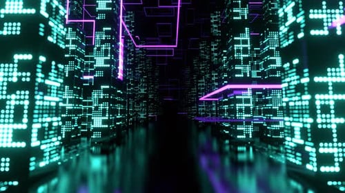 Purple And Turquoise Road To Neon Cyber City Background Vj Loop In 4K