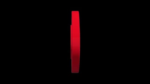 Red 3D Copyright Symbol Rotating on Black Background