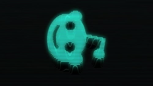 Futuristic Digital Skull Scan Line Animation Loop