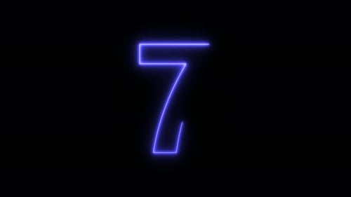 Glowing blue color countdown from ten to zero.