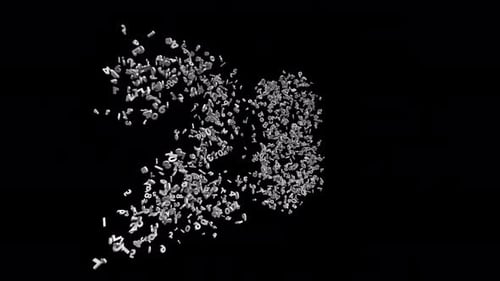 Number 28 Made of Numbers with Alpha Channel. 3D Font Number Animation. Transparent Background