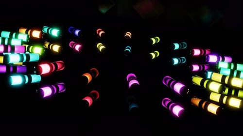 Spinning Rays From Neon Multicolored Lamps