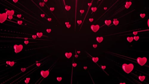 Floating Red Hearts Flying Loop Celebration Background