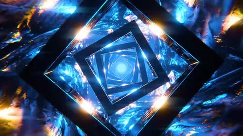 Abstract futuristic tunnel with glowing blue energy field