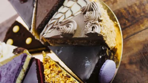 Assorted Cake Slices Rotating