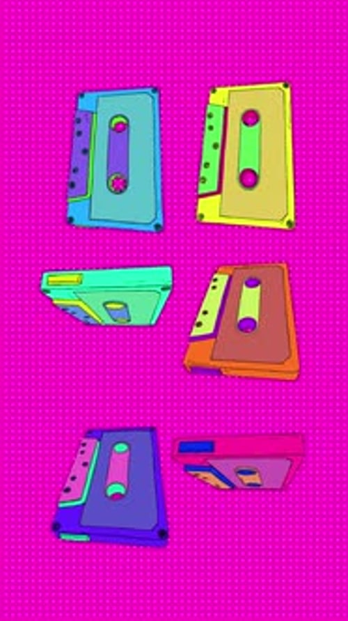 Colorful Retro Cassettes Animated Loop