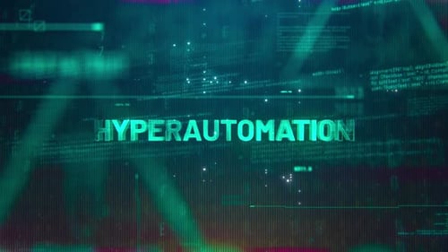 Hyperautomatisierungswort auf futuristischem Hightech-Hintergrund