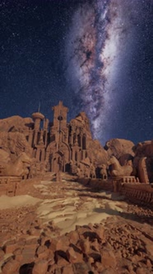 Bright Milky Way Over Rocky Landscape