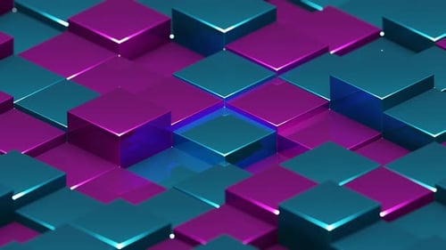 Pink and Cyan Abstract Glossed Cubes Background VJ Loop in 4K