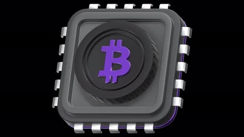 bitcoin chip 3D Animation, Alpha Channel, Transparent Background