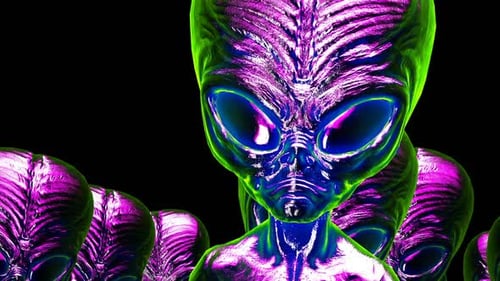 Glass aliens walking