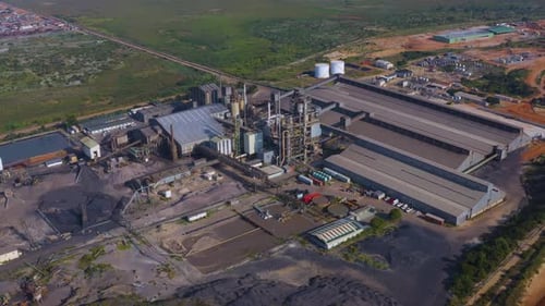 Aerial view of industrial complex, Mozambique.
