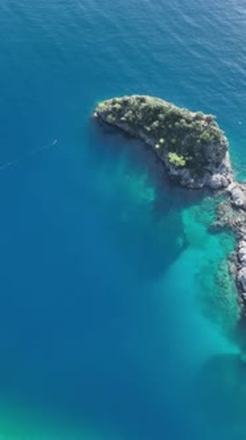 Aerial view of tranquil summer beach