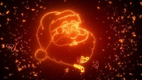 Glowing Neon Santa Claus Christmas Animation