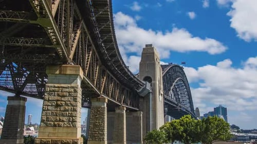 Massive Steel Structure of Iconic Sydney Harbour Bridge in Australia View