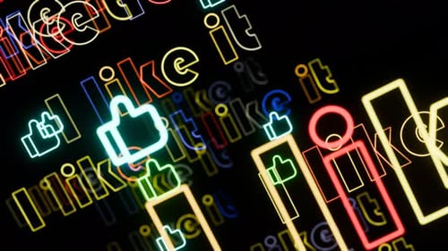 Neon i Like It for Social Text on a Black Background in a Seamless Loop