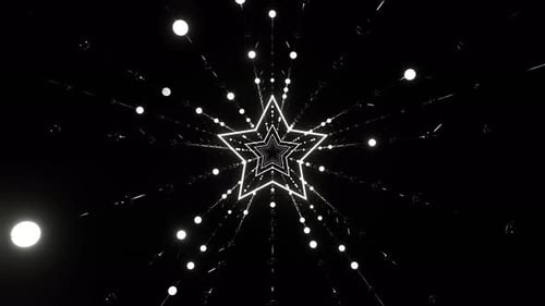 White Festive Star Shaped Tunnel With Twinkling Lights Background Vj Loop In 4K