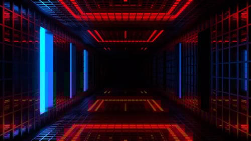 Red And Blue Grate Tunnel With Strobe Background Vj Loop In 4K
