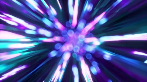Neon Light Speed Hyperspace Tunnel Animation Loop Background
