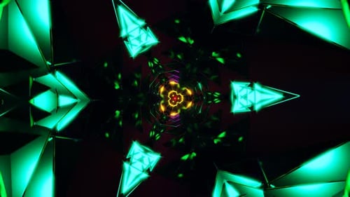 Visuais geométricos hipnotizantes com luzes brilhantes em um loop perfeito