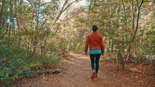 Woman walking on an autumn trail