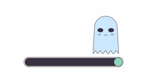 Flying Ghost Cute Line 2D Loading Bar Animation