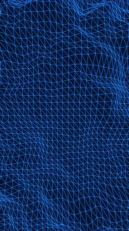 Fondo de retrato azul con estructura alámbrica pulsante poligonal