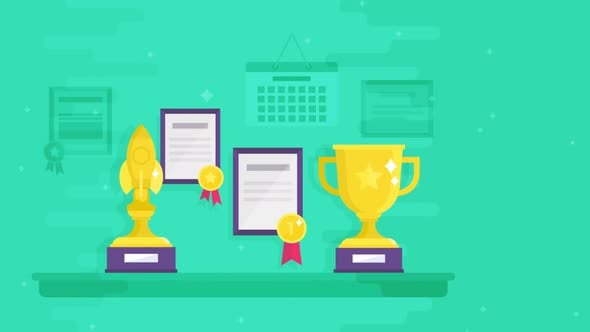 Winning Competitions And Trophies 2D Motion Graphics Animation 4K ...