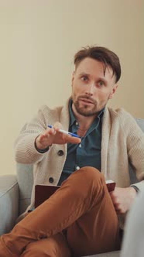 Man Talking During a Therapy Session