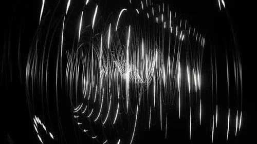 Black And White Sci-Fi Spiraling Splines Background Vj Loop In HD