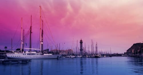 BARCELONE, ESPAGNE - 3 JUIN 2016 : Voiliers dans le port de plaisance de