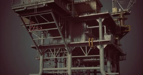 Industrial Offshore Oil Rig 3D Animation