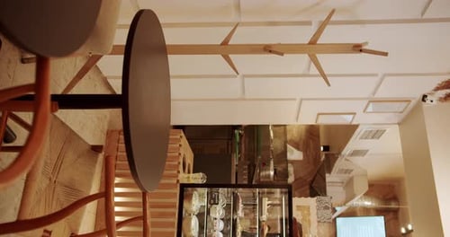 Eco Friendly Cafe Empty Dining Fabric and Wooden Chair