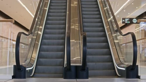 Empty Shopping Mall Escalator Moving for Consumer Traffic Flow