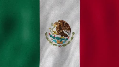 Waving Flag of Mexico with Realistic Fabric Texture