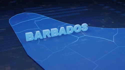 3D Map of Barbados with Data Overlays and Futuristic Animation