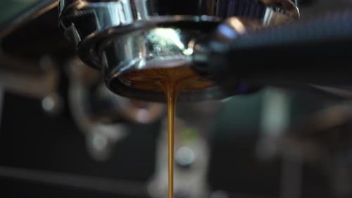 Rich Espresso Shot Flowing From Portafilter