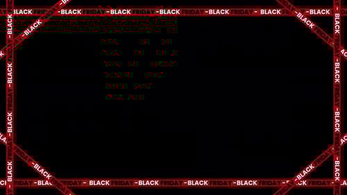 Animated Black Friday banner with moving red ribbon – seamless loop on transparent background.