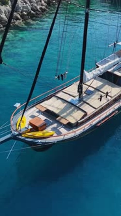 Drone view of gulet cruising calmly