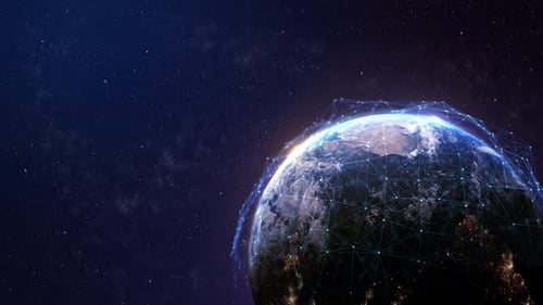 Futuristic Digital Network Connecting Global Earth