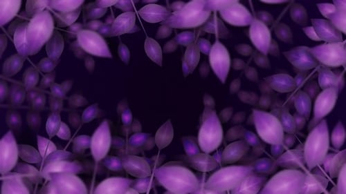 Animated Fluid Purple Leaves Botanical Background