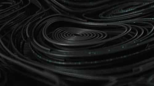 Abstract Swirling Black Cables in Spiral Pattern