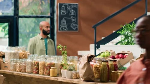 Client Entering Local Grocery Store